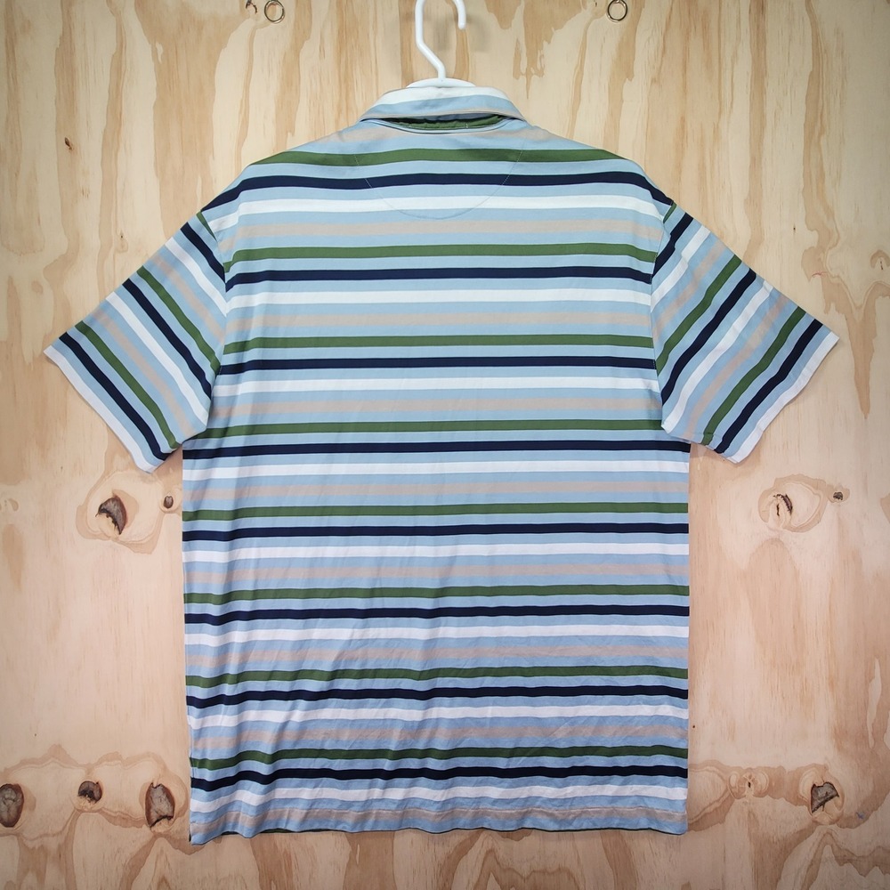 Nike Tiger Woods Collection Polo Shirt Mens XXL Blue Green Striped Golf TW Logo - Picture 3 of 10